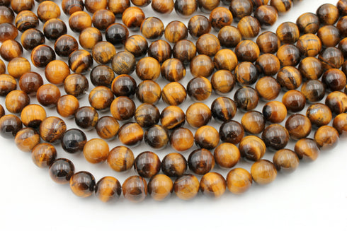 Yellow Tigers Eye Gemstone Beads, 10mm, Round
